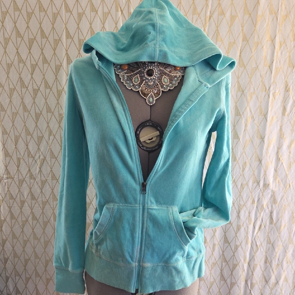Light Teal Zip-Up Hoodie - Women Tops